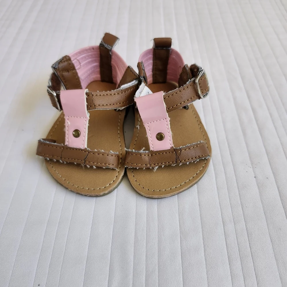 Rising Star Brown and Pink Kids Sandals